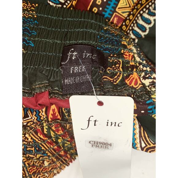 Dashiki Skirt Sash Green/Gold/Red Wax Block Print ft Inc CH9004 Free New Stiff - Picture 8 of 12
